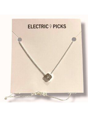 Electric Picks Camilla Necklace Silver Plated Chain With Flower Charm 16in
